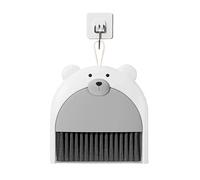 Pelle à poussière de bureau Ensemble de petits balais et pelles à poussière, ours dessin animé, pelle ordures bureau, petite, Mini outils nettoyage pliables(Grey 1set)