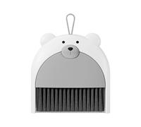Pelle à poussière de bureau Ensemble de petits balais et pelles à poussière, ours dessin animé, pelle ordures bureau, petite, Mini ensemble balai pliables(Grey-1set)