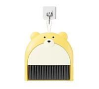 Pelle à poussière de bureau Ensemble de petits balais et pelles à poussière, ours dessin animé, pelle ordures bureau, petite, Mini outils nettoyage pliables(Yellow 1set)