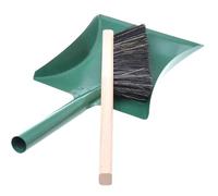 Pelle à poussière en métal avec manche court en métal - pelle à poussière pour nettoyer et balayer + balai à main avec manche long - balai en bois - vadrouille à poussière (vert)