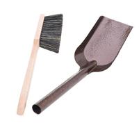 Pelle à poussière en métal - Pelle à poussière pour Nettoyer et balayer - Pelle à Charbon - Pelle pour travaux de rénovation - Pelle à Main + Balai à Main avec Manche Long - Balai en Bois (Marron)