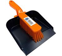 Pelle à poussière et balayette en métal robuste - Grande pelle et balayette en acier robuste - Brosse à main synthétique douce et pelle pour le nettoyage de la maison et de l'intérieur (pelle à