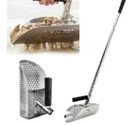 Pelle à sable à long manche en acier inoxydable robuste pour détection de métaux - Pelle à sable portable avec longue poignée en acier pour la chasse au trésor sous-marine, la plage, la détection de