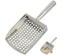 Pelle à Sable pour la détection de métaux et Le ramassage de Coquillages, Pelle tamiseuse en Acier Inoxydable avec Trous Drainage Rapide et poignée Ergonomique, 28 cm pour la détecti