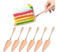 Pelle à Tarte 23 cm - 6Pcs Pelle à Gateau en Acier Inoxydable, Pelle à Tarte et Gâteau avec Bord Dentelé Fin, Pelle à Pizza Ensemble Couverts Couteau à Gâteau pour Fête Restaurant Cuisine (Doré rosé)