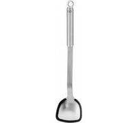 RÖSLE Pelle à Poêle/Wok Siliconée, Cuillère Haut de Gamme avec Bord en Silicone et Manche Rond, Acier Inoxydable 18/10, Passe au Lave-Vaisselle, Argenté/Noir.