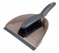 Generique Pelle et balayette plastique avec rebord en gomme taupe et anthracite Unique