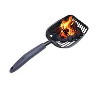 Pelle de cheminée - Tamis à cendres en métal | Pelle pour enlever les cendres de poêle à bois en fonte | Pelle de cheminée en acier noir avec poignée ergonomique | Charbon métallique extra large idéal