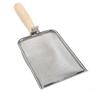Pelle de jardin avec manche en bois avec construction en acier inoxydable et sept variantes de maille pour le raffinement du sol, la gestion du compost et la configuration du lit (1,5 mm)
