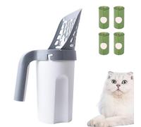 Pelle de pulvérisation pour chat intégrée Pooper Scooper | Douche d'arbre avec conteneur, chat chuchotement 2 en 1, katzlostriebel avec 11 rouleaux de sacs de déchets, seau d'élimination des déchets