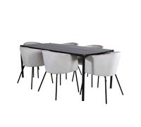 Pelle ensemble table, table noir et 6 Berit chaises Velours beige.