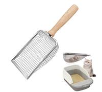 Pelle Litiere Chat Metal,Pelles À Litière Pour Chats En Métal Avec Manche En Bois,Acier Inoxydable Pelle Sable Tamisée pour Animaux Domestiques,pour Le Nettoyage Des Animaux Domestiques,Chiens,Chats.