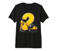 Pelle numéro 2 Véhicule de Construction d'anniversaire pour Enfants 2ème T-Shirt Haut de Gamme