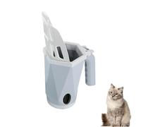 Pelle pratique pour chat avec récipient pour litière | Pelle de qualité supérieure avec bac de collecte intégré | Robuste, facile à nettoyer et passe au lave-vaisselle (gris)
