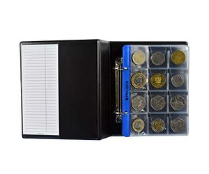 PELLER'S Album pour 132 monnaies. Classeur S. 10 feuilles, pochettes 31mm x 26mm, 35mm x 35mm, 55mm x 55mm. Idéal pour les pièces de taille mixte.
