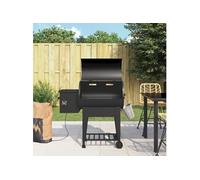 vidaXL Gril à granulés avec étagère inférieure noir 94 cm fer