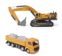 Pelleteuse À Chenilles En Alliage, Modèle De Voiture + Camion À Benne, Jouets De Voitures D'ingénierie 1:55, Haute Simulation, Collection De Cadeaux Éducatifs Pour Enfants