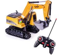 Pelleteuse Télécommande,Pelleteuse Tracteur Enfant Camion Jouet 6 Canaux Échelle 1:24 Pelle Mécanique Tractopelle Excavatrice Joue