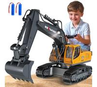 Pelleteuse télécommandée à partir de 3, 4, 6, 8 ans, 1:18, 11 canaux, avec télécommande, pelle et lumière LED, pelleteuse à chenilles jouet pour 3, 4, 6, 8 ans, cadeau d'anniversaire pour enfants