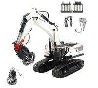 Pelleteuse télécommandée avec pince à bille, griffe et perceuse, broyeur 4 en 1 22 canaux multifonction en métal, rotation à 360 °, camion avec sons et lumières