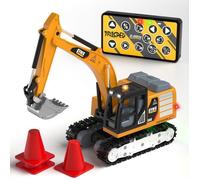 Pelleteuse télécommandée - LANGTU - Excavatrice RC - Jaune et noir - 3-6 ans - 28x11,5x15,5 cm