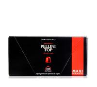 Pellini Café Top 100% Arabica, 100 Capsules de Café Compatibles Nespresso à l'Arôme Intense et Enveloppant et à la Torréfaction Délicate, Compostables et Auto-protégées, 10 Paquets de 10 Capsules