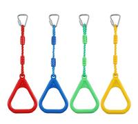 PELLOR Lot de 4 Parcours Obstacles Ninja Kit Trapèze Balncoire Enfant Obstacles à Suspendre Extérieur pour Portique Toboggan Outdoor (coloré, Triangle)