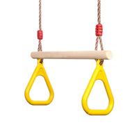 PELLOR Trapèze Balançoire en Bois avec Gymnastique Anneaux Enfants Portique Toboggan Jeux Jardin Extérieur Intérieur