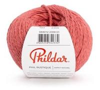 Phildar - Pelote de Laine Phil Rustique - Laine à Tricoter - 65% Coton,10% Lin,25% Viscose - Aiguille n°4 - Couleur Hibiscus
