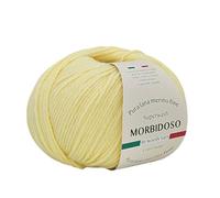 Pelote de fil 100 % laine mérinos irrétrécissable, pour crochet et tricot, laine bébé, couleurs unies, 50 g, 150 mètres, pour couvertures, vêtements et bien plus encore (Jaune Pastel 21)