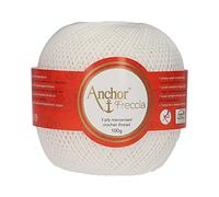 Pelote de fil Anchor Freccia - 100 g - Taille 6 - Couleur : 7901 Blanc