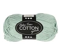 Creotime Pelote de fil de coton 170 m – 50 g – 100% coton – Vert menthe