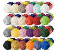 Pelote de fil doux pour crochet et tricot, pour débutant avec coutures faciles à voir, 24 x 50 g - 2300 m de fil amigurumi en mélange coton et nylon pour t-shirt, poids 4