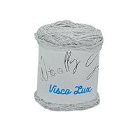 Pelote de fil viscose et lurex 50 g couleurs variées, fil à crocheter avec paillettes or et autres couleurs, fil à tricoter et loisirs créatifs, 190 mètres, doré et argent (Blanc et Argent)