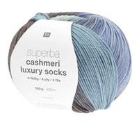 Pelote de Laine à Chaussettes Superba Cashmeri Luxury Socks 4 fils - 100g - Rico Design : Douceur et Luxe pour Vos Pieds(...) - 35 Bay Blues 35 Bay Blues
