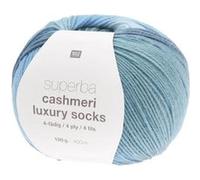 Pelote de Laine à Chaussettes Superba Cashmeri Luxury Socks 4 fils - 100g - Rico Design : Douceur et Luxe pour Vos Pieds(...) - Bleu (025 - Bleu dégradé) Bleu (025 - Bleu dégradé) G