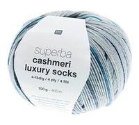 Pelote de Laine à Chaussettes Superba Cashmeri Luxury Socks 4 fils - 100g - Rico Design : Douceur et Luxe pour Vos Pieds(...) - Bleu (005 - denim) Bleu (005 - denim) G