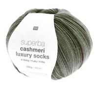 Pelote de Laine à Chaussettes Superba Cashmeri Luxury Socks 4 fils - 100g - Rico Design : Douceur et Luxe pour Vos Pieds(...) - Vert (017 - Olive) Vert (017 - Olive) G