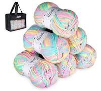 Pelote de Laine a Tricoter, ilauke 300g Fil à Crochet avec Sac de Rangement Noir, 600M Fil de Coton 4 Brins pour Loisirs Créatifs DIY Corde à Tricoter Crochet Couvertures Écharpe Chandail Gants