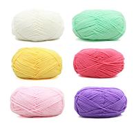 Pelote de Laine a Tricoter Multicolore, 6 Pcs x 50g Coton a Crocheter, Laine à Tricoter en Acrylique Coton, Coton pour Crocheter, Tricot Coton Lot de Coton a Crochet, Fil Coton a Tricoter