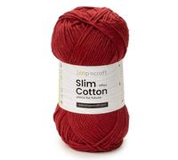 Pelote en coton recyclé 100 g x 5 pelotes Slim Cotton Plus couleurs diverses, coton pour crochet et tricot 500 g, coton pour couvertures, chaud coton (rouge foncé)