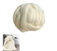Pelote Laine Grosse Maille, Grosse Laine Pour Plaid, Grosse Laine À Tricoter À La Main, Diy Tricot À La Main En Laine Épaisse, Laine Volumineuse Pour Tricot À Bras (Blanc laiteux, 250g)