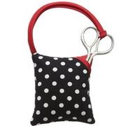 Prym Black & White Polka Dot Fabric with Red Trim Pin Cushion with Needlework Scissors, Polyester, 9.5x10x4 cm