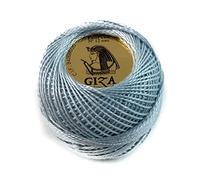 Pelote n°12 5 g couleur bleue 3301-100 % coton GIZA pour broder et pour les travaux très fins au crochet.
