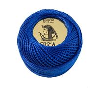 Pelote n°12 5 g couleur bleue 3405-100 % coton GIZA pour broder et pour des travaux très fins au crochet.