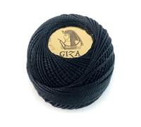 Pelote n°12 5 g couleur noire 0007 - 100 % coton GIZA pour broder et pour des travaux très fins au crochet.