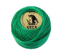 Pelote n°12 5 g couleur verte 4396-100 % coton giza pour broder et pour les travaux très fins au crochet.