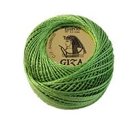 Pelote n°12 5 g couleur verte 4636-100 % coton giza pour broder et pour les travaux très fins au crochet.
