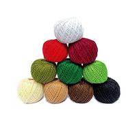 Pelotes de fil à crocheter KGS | Taille 8 | 10 pelotes | 10 grammes par pelote | Total de 100 grammes de fil de coton perlé pour crochet et broderie à la main (Couleurs de Noël)