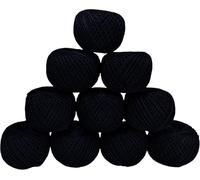 Pelotes de fil à crocheter KGS | Taille 8 | 10 pelotes | 10 grammes par pelote | Total de 100 grammes de fil de coton perlé pour crochet et broderie à la main (Noir)